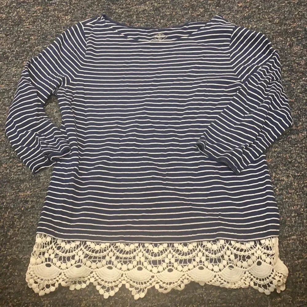 St. John’s Bay Stripped Crotchet Top sz. Medium Petite